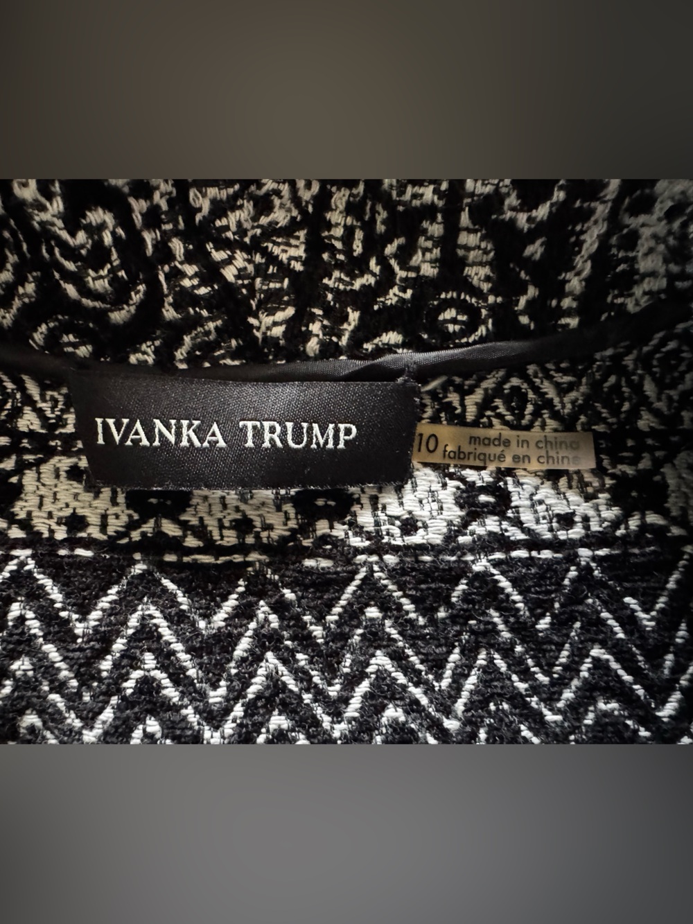 Ivanka Trump Black and White Patterned Knit Cardigan - Picture 3 of 4